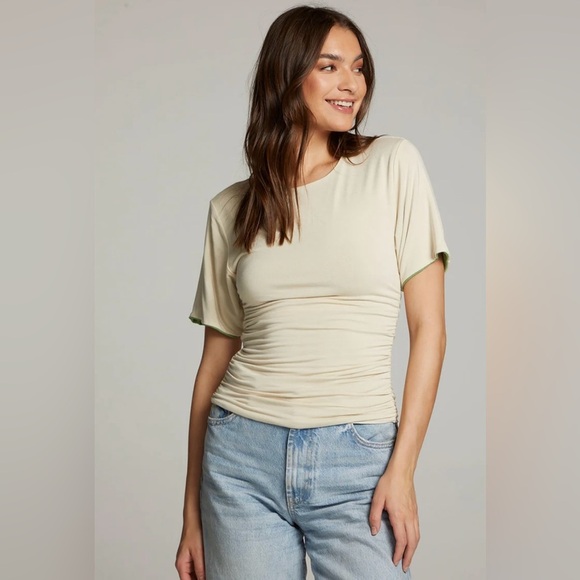 Chaser Sz S Ocala Whitecap Piquant REVERSIBLE Fitted Top REVERSES IVORY TO GREEN - Picture 3 of 16